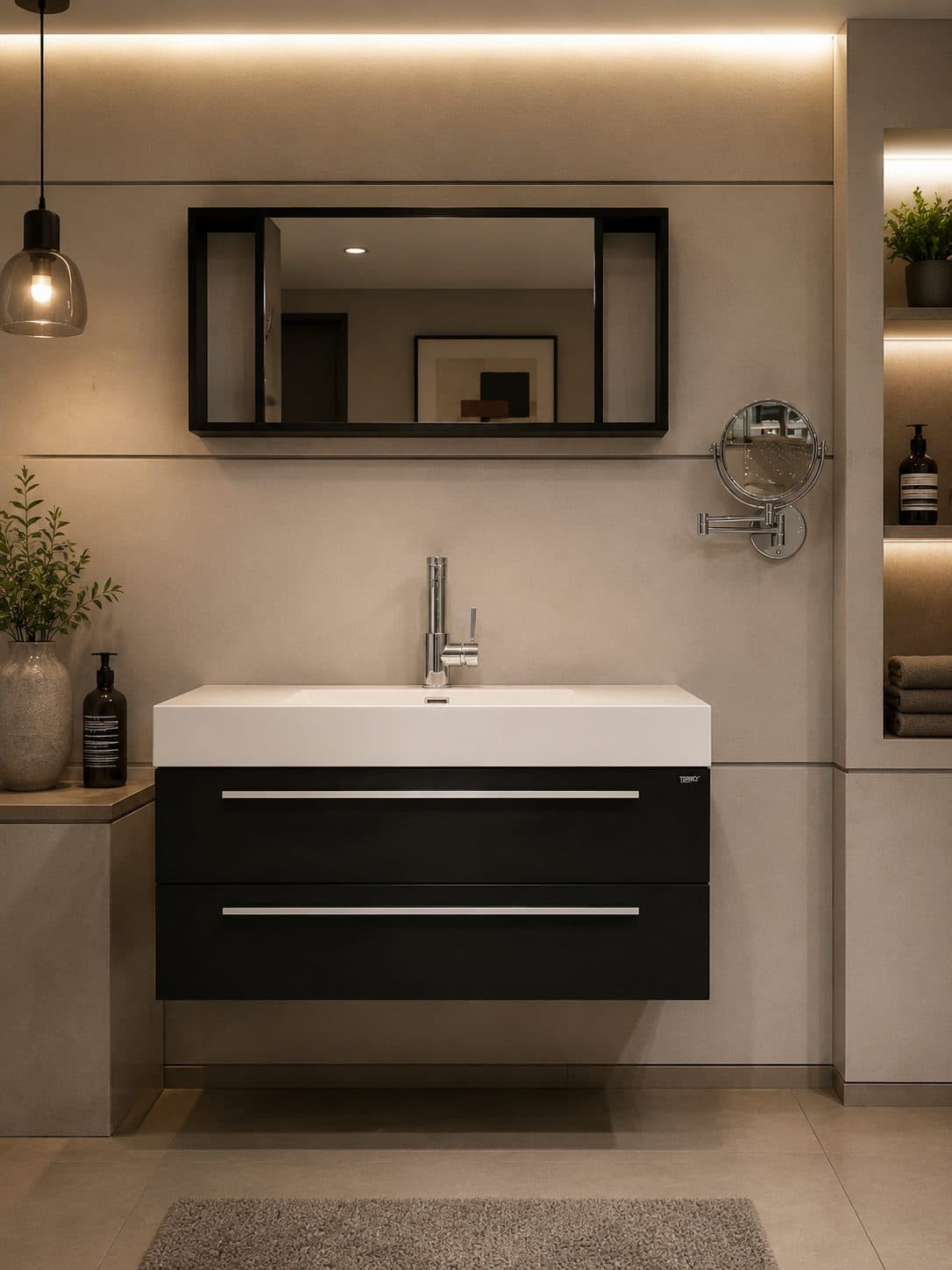Black Minimal Floating bathroom vanity