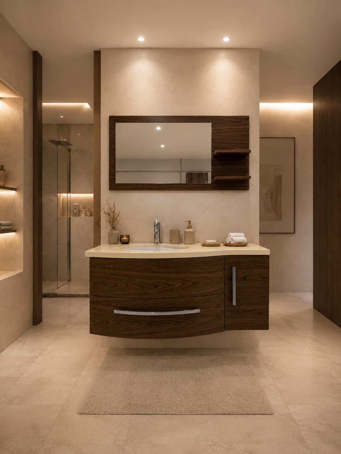 Dark Wood Floating Vanity bathroom vanity