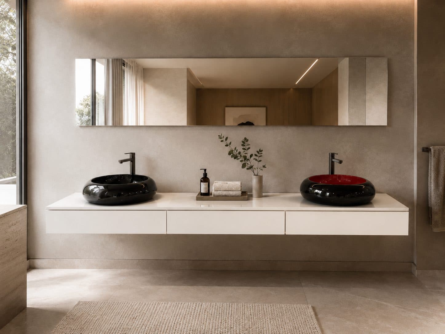 Floating Double Vessel bathroom vanity