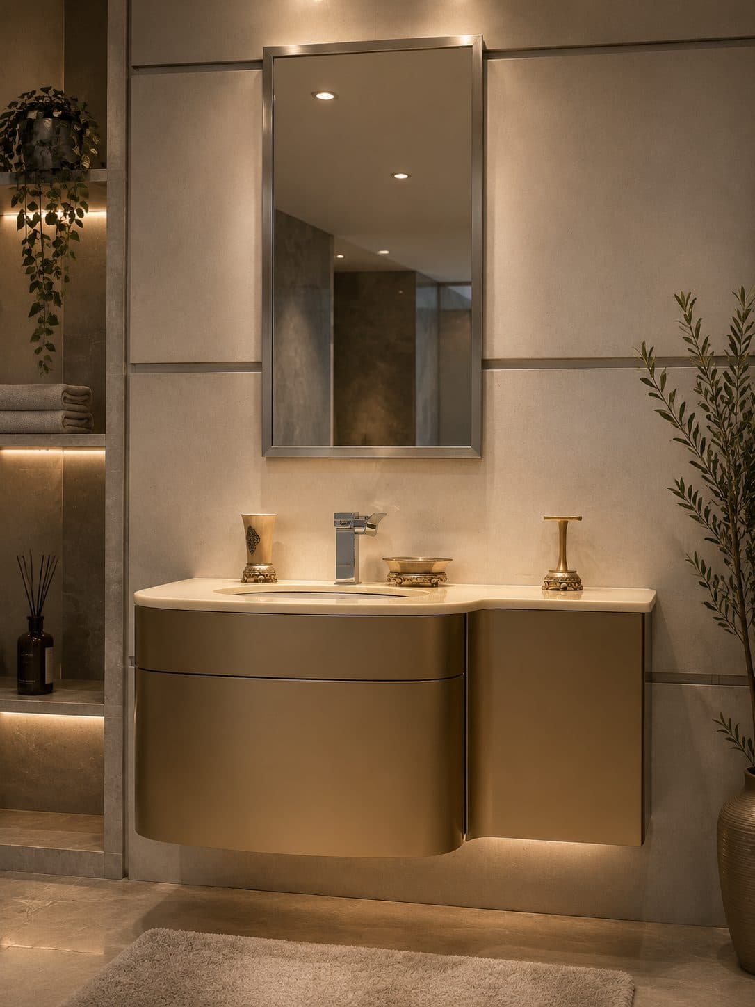 Matte Taupe Minimal bathroom vanity