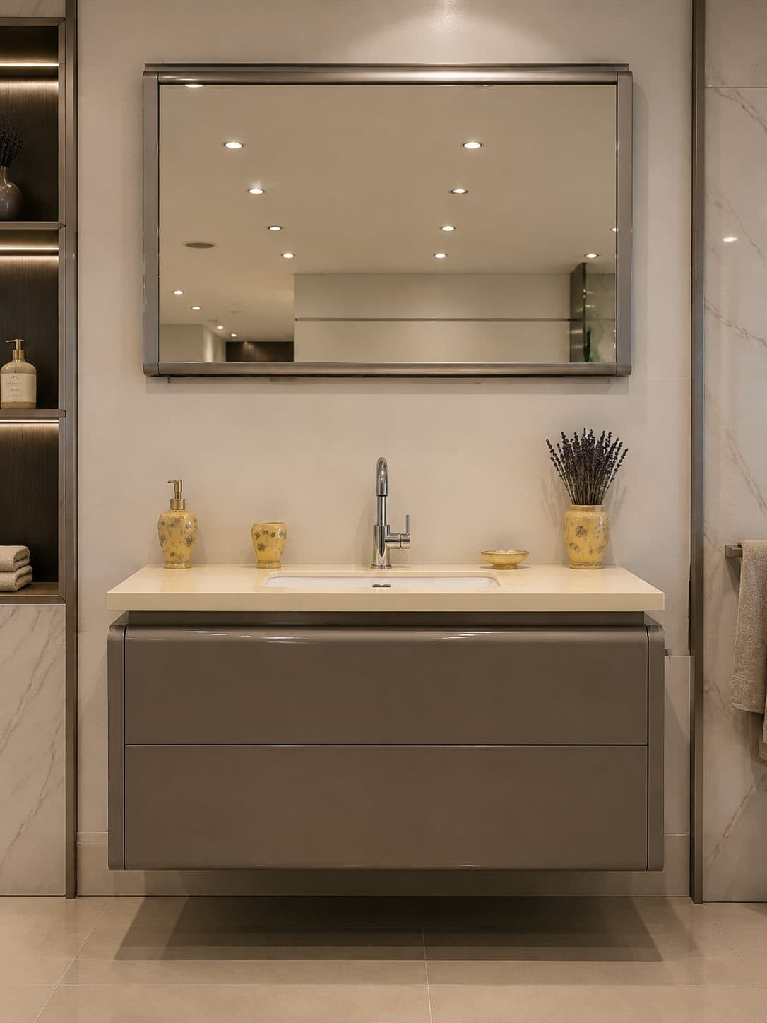 White Gloss Double Drawer bathroom vanity